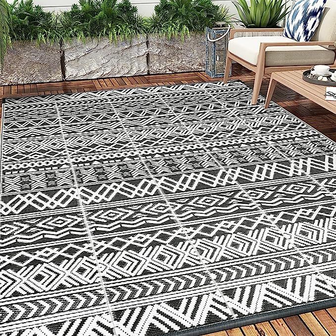 MontVoo-Outdoor Rug Carpet for Patio RV Camping 5x8ft Waterproof Reversible Portable Plastic Stra... | Amazon (US)