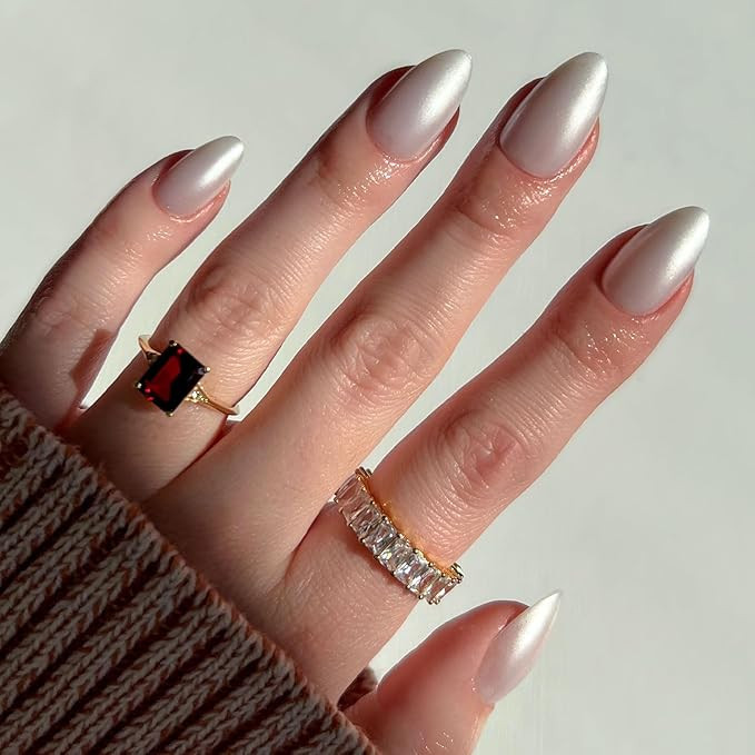 Glamnetic Press On Nails - Hailey | Glossy, Semi-Transparent, Short Almond Fake Nails, Salon Qual... | Amazon (US)