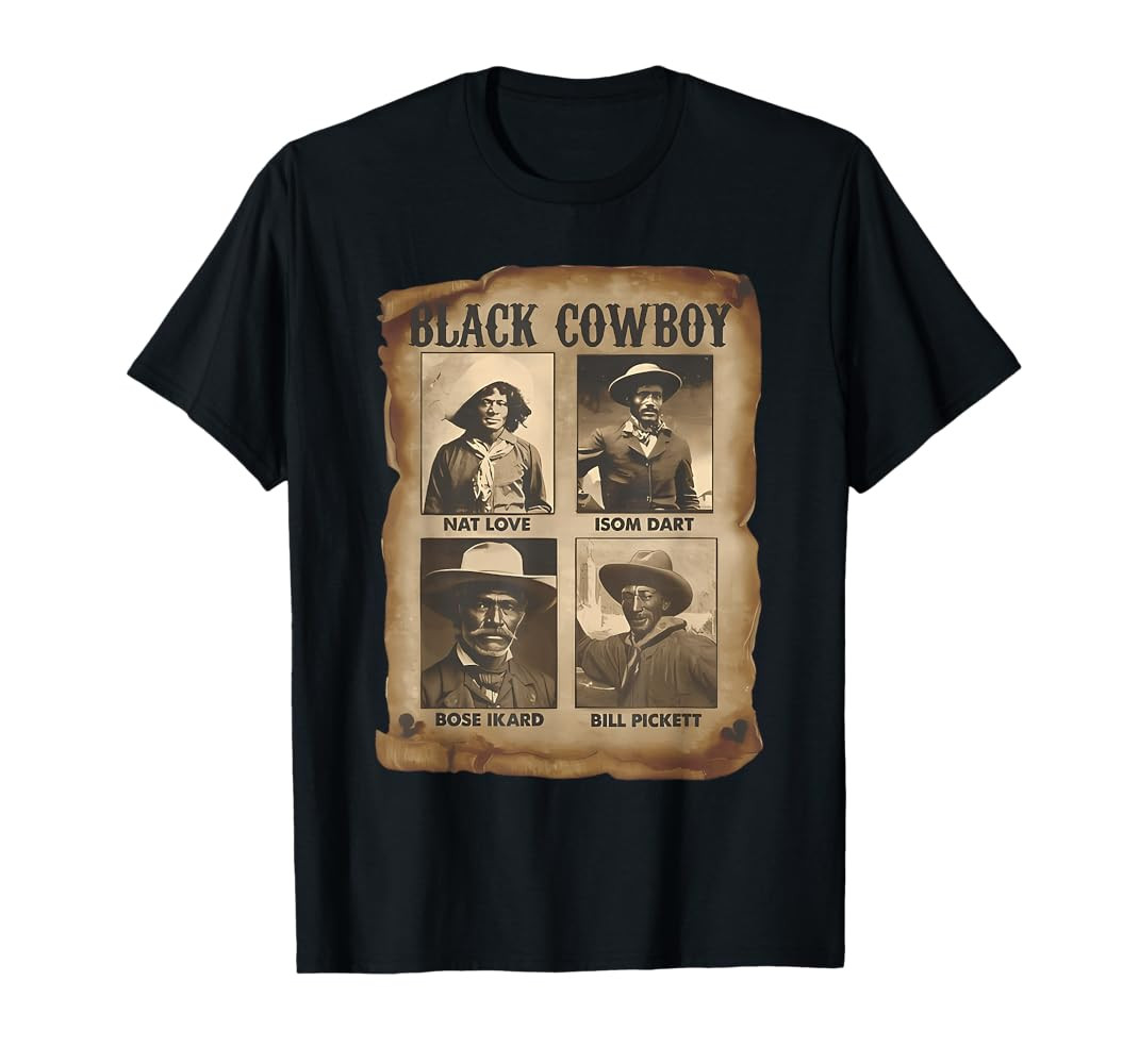 Black Cowboy Western Rodeo Melanin Black History Texas Men T-Shirt | Amazon (US)