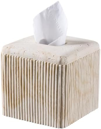 Natural Travertine Texture Striped Square Tissue Box Cover Decorative,Resin Heavy Sturdy Tissue B... | Amazon (US)
