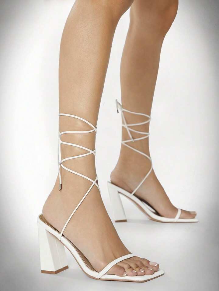 Women Strappy High Heel Sandals With Lace-Up Tie Closure, Suitable For Daily Wear And Party Event... | SHEIN
