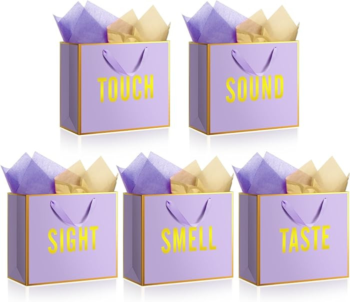 Kolldenn 5 Senses Gift Bags for Him Her Five Senses Gift Bag with Ribbon Handles and Tissue Paper... | Amazon (US)
