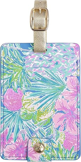 Lilly Pulitzer Leatherette Luggage Tag with Secure Strap, Colorful Suitcase Identifier for Travel | Amazon (US)