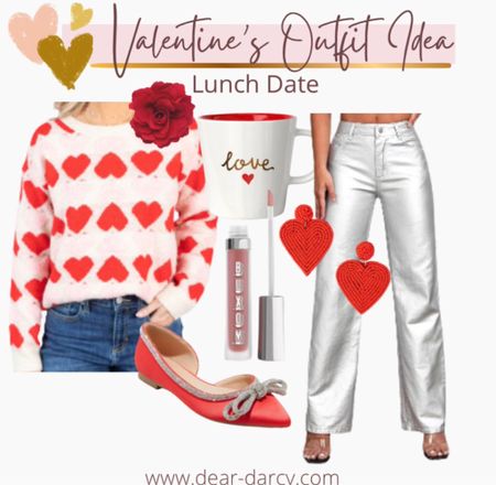 Valentine Outfit Idea 
♥️💕💋

Great look for a lunch date or Galentine look♥️💕
On trend with metallics jeans/pants
And A soft Heart sweater♥️💕



#LTKparties #LTKstyletip #LTKfindsunder50