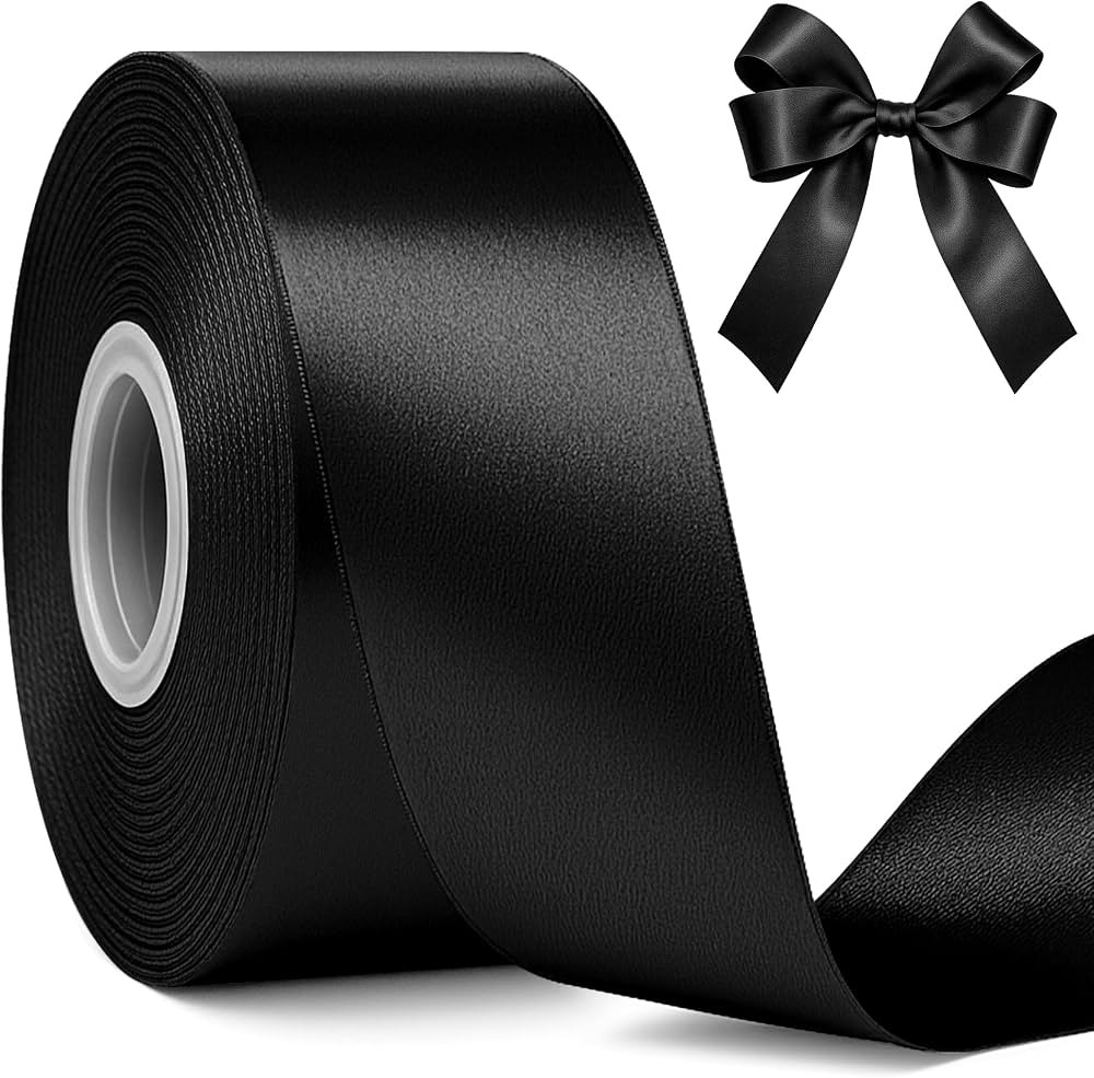 30 Yards 1 1/2 in Black Satin Ribbon for Gift Wrapping Halloween Decoration | Amazon (US)