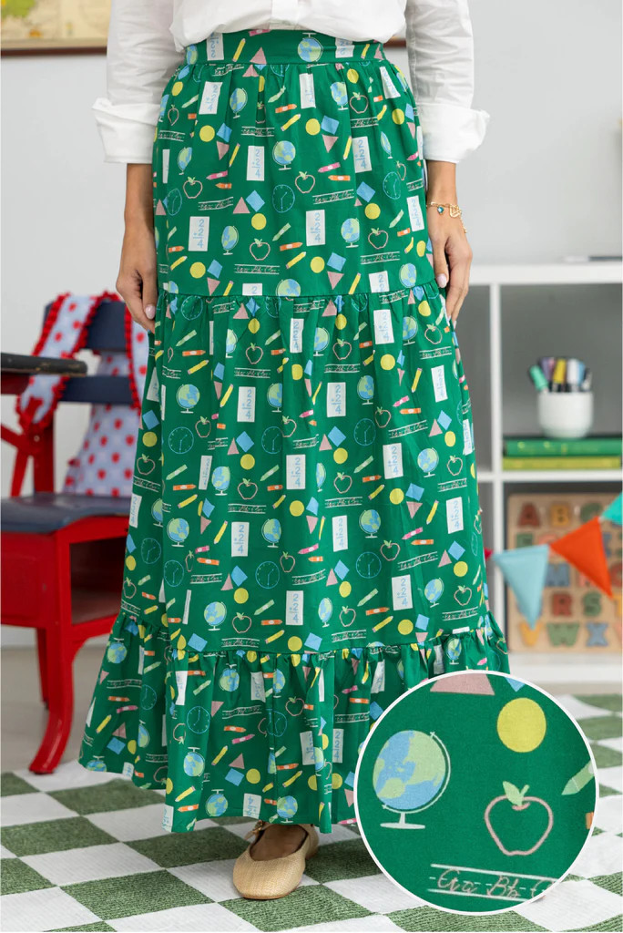 PREORDER: Getting Close Green Toile Midi Skirt | The Mint Julep Boutique