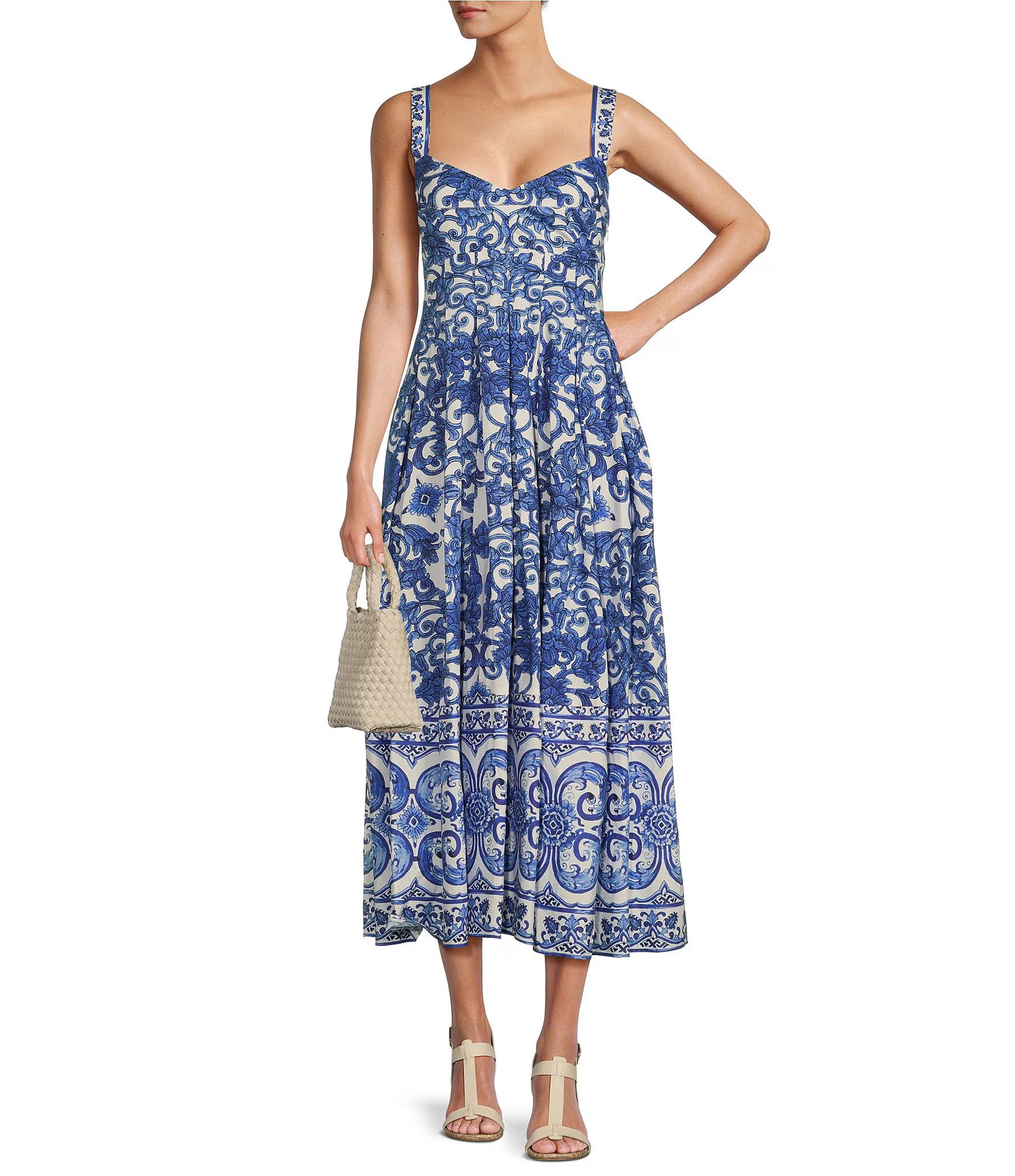 Antonio Melani Gabriela Printed Cotton Poplin Sweetheart Neckline Sleeveless A-line Dress | Dilla... | Dillard's