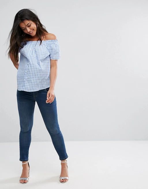ASOS Maternity Ridley Skinny Jean In Mid Wash With Over The Bump Waistband at asos.com | ASOS US