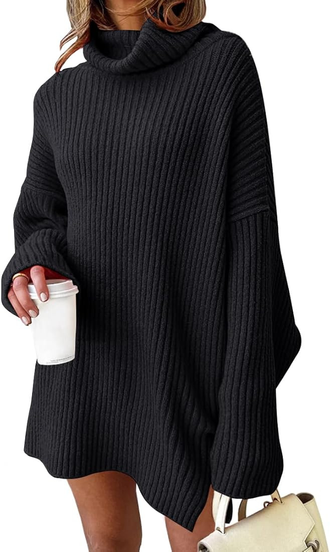 LILLUSORY Womens Turtleneck Oversized Long Sweater Dress 2025 Plus Size Tunic Pullover Knit Fall ... | Amazon (US)