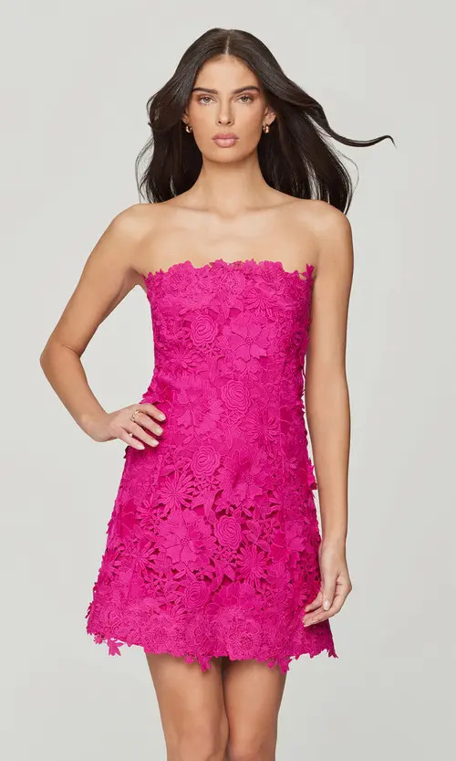 Generation Love Lydia 3D Lace Dress in Hibiscus at Nordstrom, Size Large | Nordstrom