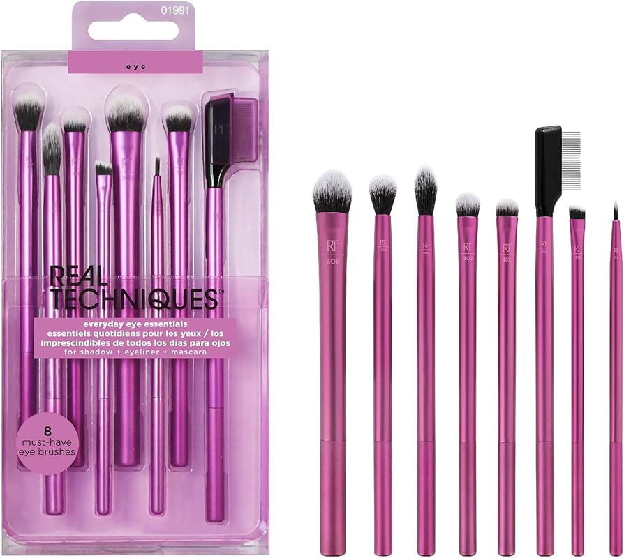 Real Techniques 8 Piece Everyday Eye Essentials Makeup Brush Set, Eye Brushes for Eye Liner, Eyes... | Amazon (US)