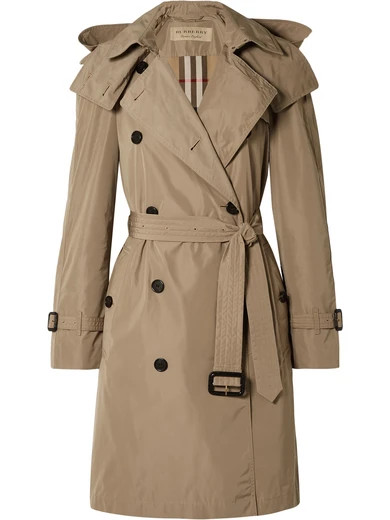 Burberry - The Amberford Hooded Shell Trench Coat - Mushroom | NET-A-PORTER (US)