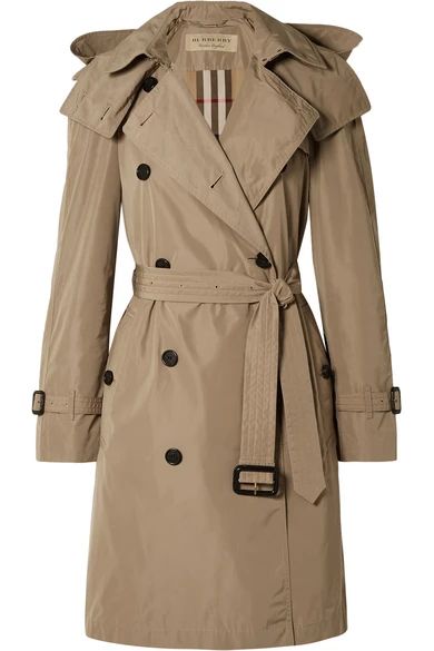 Burberry - The Amberford Hooded Shell Trench Coat - Mushroom | NET-A-PORTER (US)