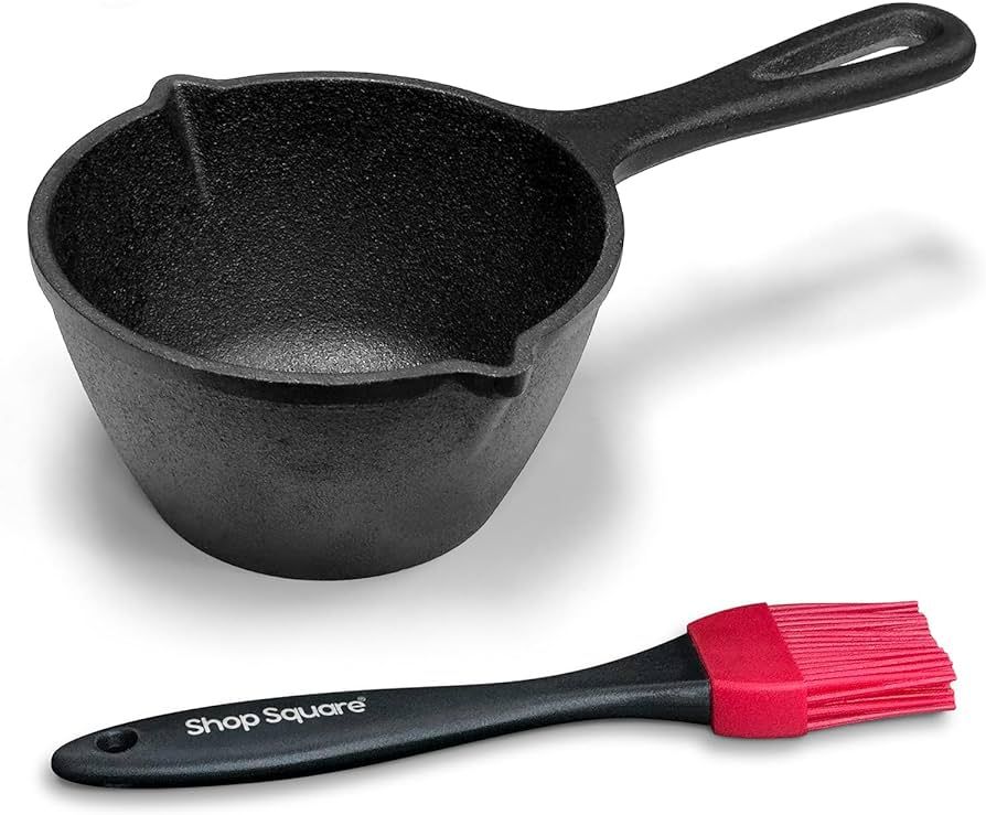 Cast Iron Basting Pot and Silicone BBQ Brush - BBQ Basting Set with Saucepan and Brush for Meat S... | Amazon (US)