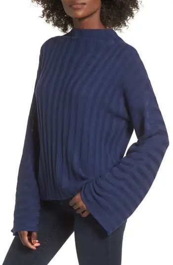 Women's Bp. Wide Rib Mock Neck Sweater, Size X-Large - Blue | Nordstrom