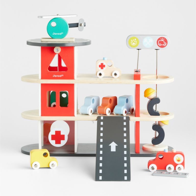 Janod Wooden Fire Station Kids Play Set + Reviews | Crate & Kids | Crate & Barrel