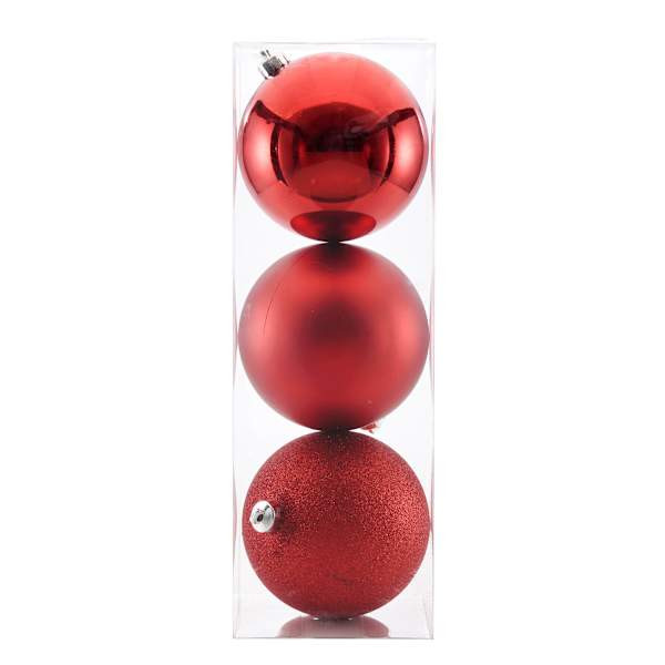 3-Count Red Mix Shatterproof Ornaments, 6" | At Home