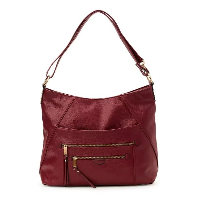 Time and Tru Women's Emelia Hobo Shoulder Handbag, Maroon | Walmart (US)