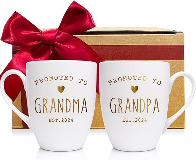 EST 2024 Promoted to Be Grandpa Grandma Mugs Set Gift for New Grandparents, Est 2024 First Time G... | Amazon (US)