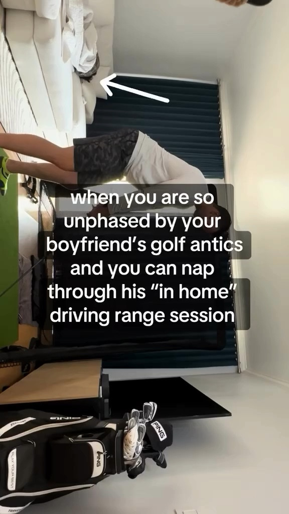 he’s lucky i’m a hard sleeper 
•
•
•
 alaska golf, golf, golf girlfriend, golf caddy, golf ball retriever, golf balls, golf humor, golfing, golfer, golf girl, putter, alaska