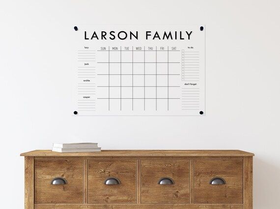 Large Acrylic Family Calendar  Dry Erase Family Command | Etsy | Etsy (US)
