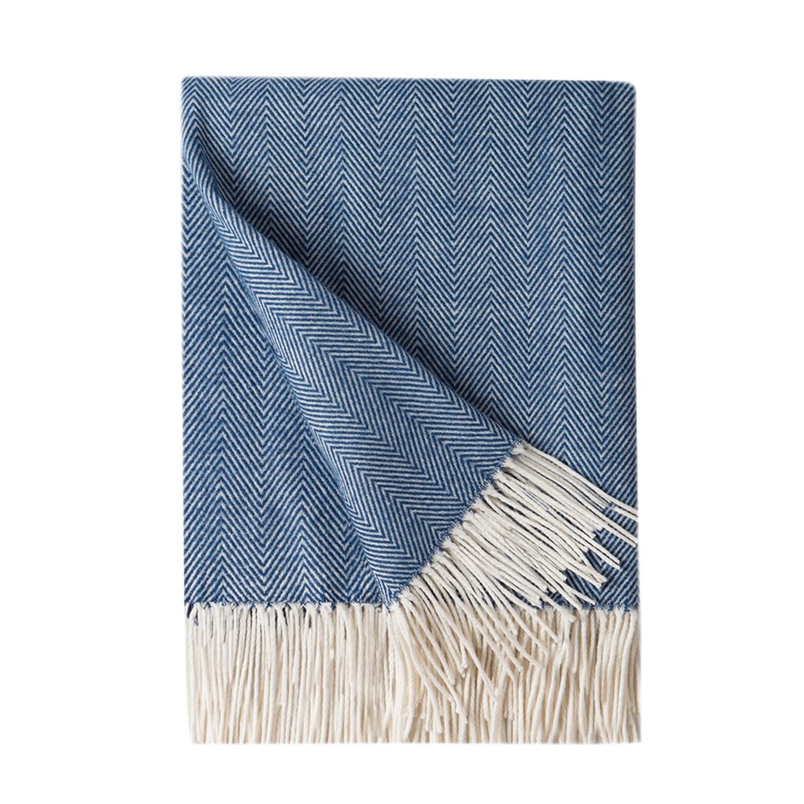 BOURINA Decorative Herringbone Faux Cashmere Fringe Throw Blanket Lightweight Soft Cozy for Bed or S | Amazon (US)