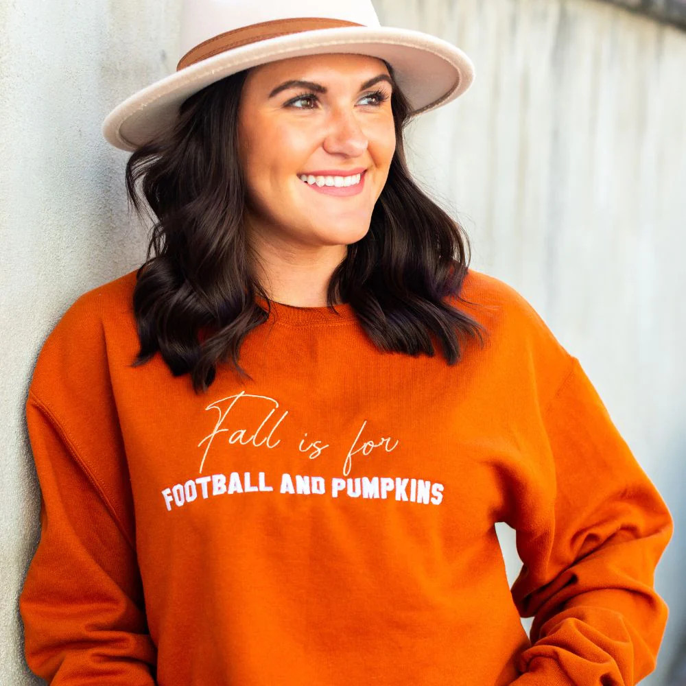'Fall Is For Football and Pumpkins' Crewneck Sweatshirt | United Monograms