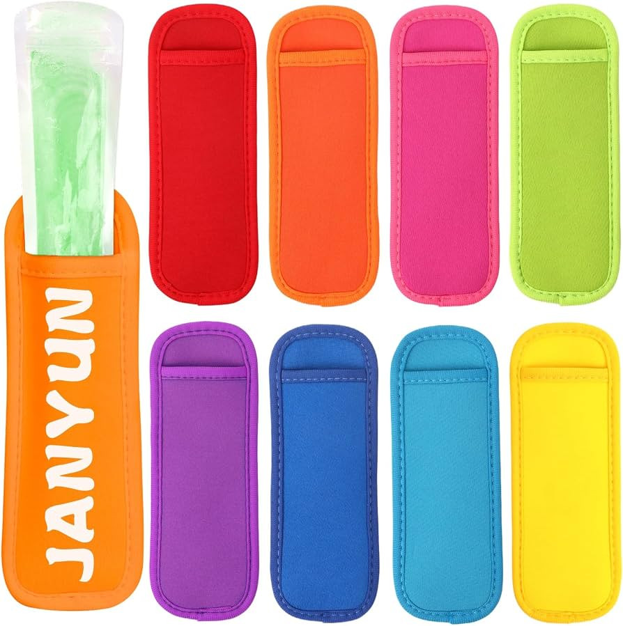JANYUN 8 Pack Ice Pop Sleeves Reusable Popsicle Holder Bags for Kids | Amazon (US)