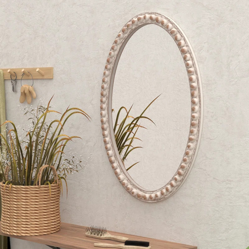 Aponi Oval Wood Frame Accent Mirror, Rustic Farmhouse Style Decorative Wall Mirror | Wayfair North America