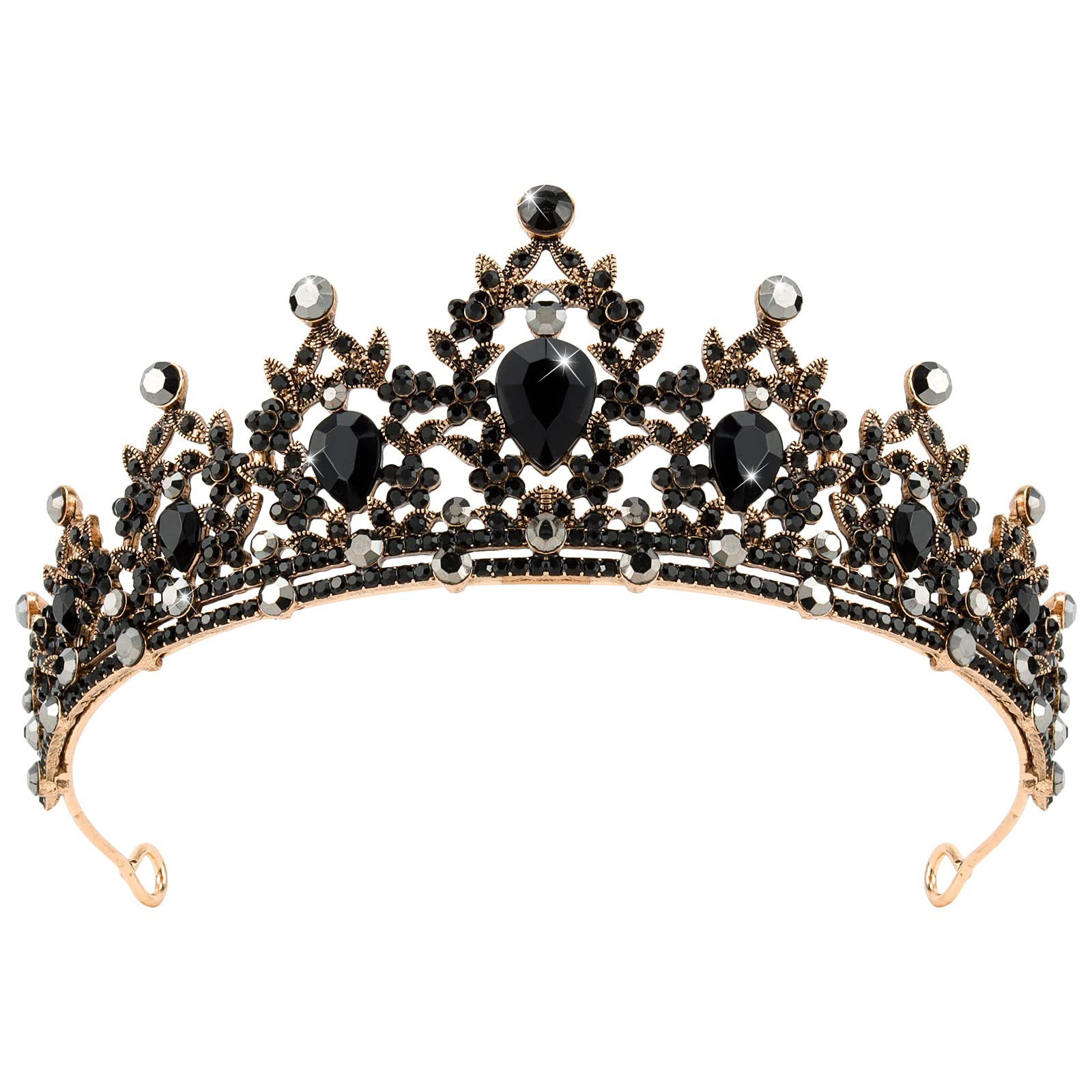 CAVETEE Black Crown for Women Gothic Crown Headpiece Halloween Decorations Birthday Tiara Vintage... | Amazon (US)