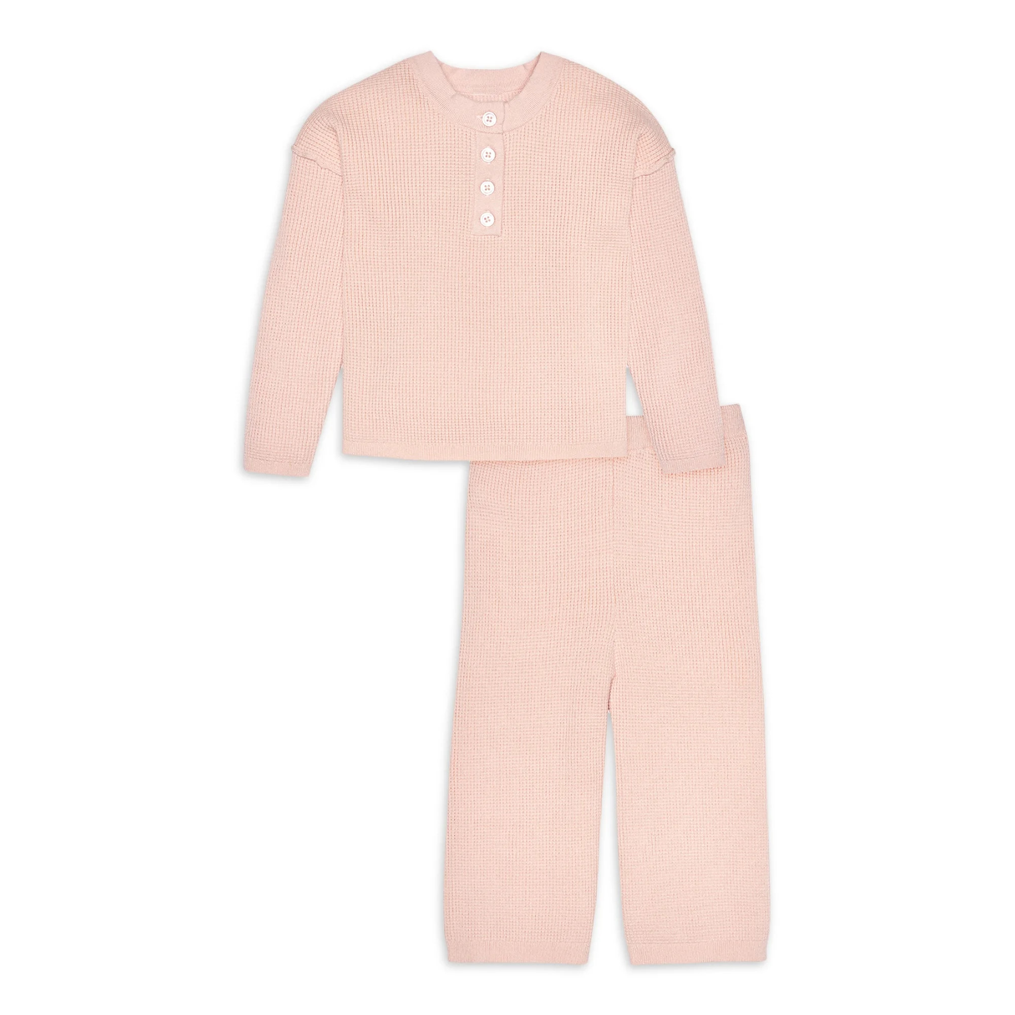 Modern Moments By Gerber Baby and Toddler Girl Henley Sweater and Wide-Leg Pant, 2-Piece Set, 12M... | Walmart (US)