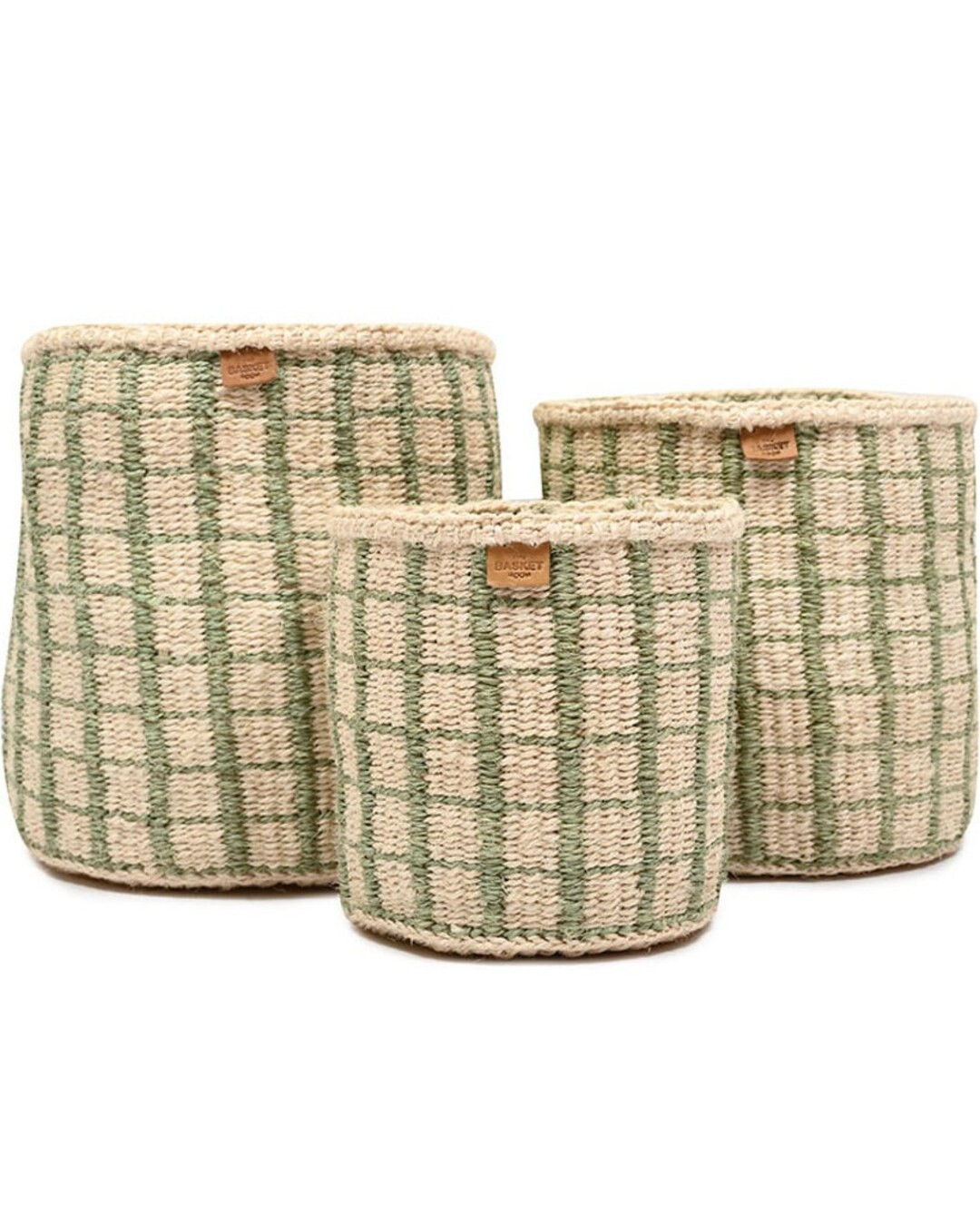 Green Check Woven Storage Basket - Etsy | Etsy (US)
