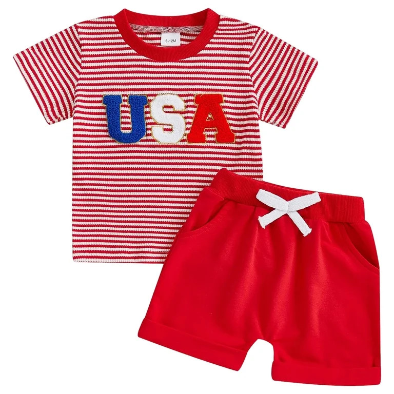 Zanarzt Toddler Summer Outfits Boy Toddler Infant Baby Boys Summer Outfits 4th of July 250 Boy Sh... | Walmart (US)
