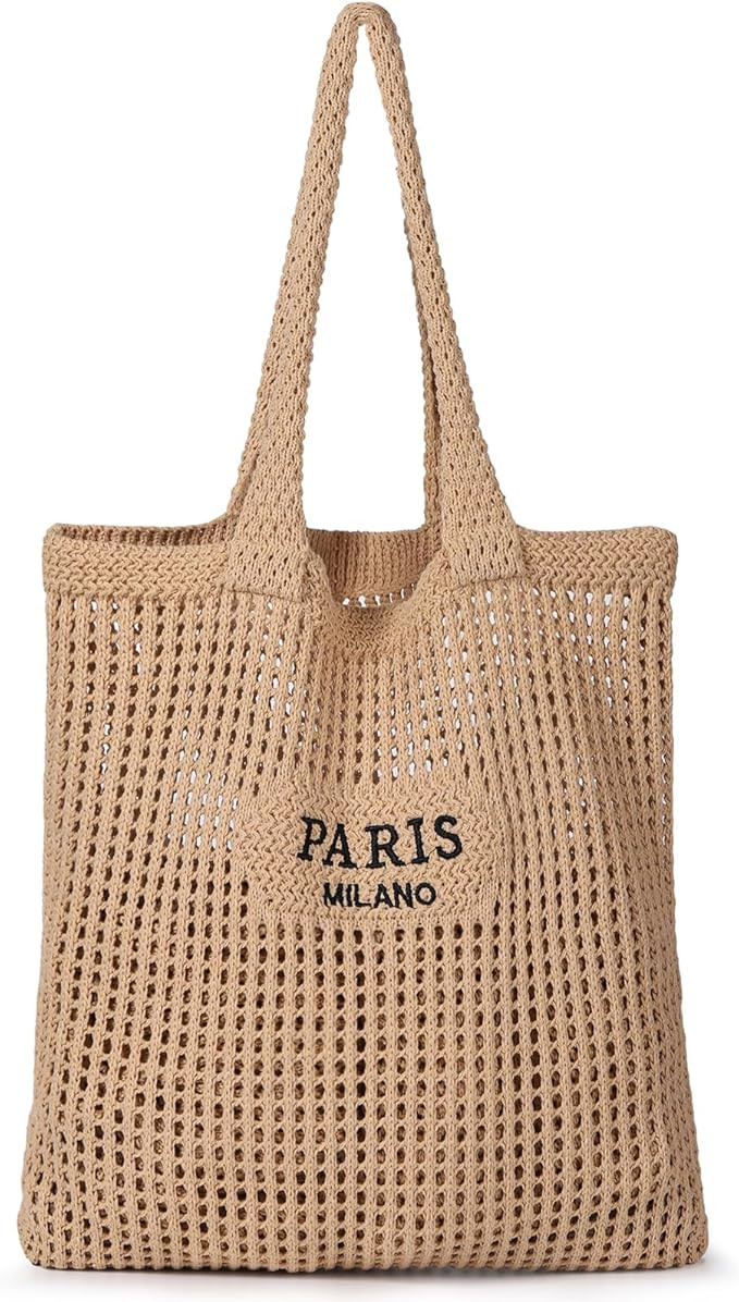 Sightor Crochet Tote Bag, Mesh Beach Bag Knit Summer Hobo Bag Vacation Boho Tote Bag for Women | Amazon (US)