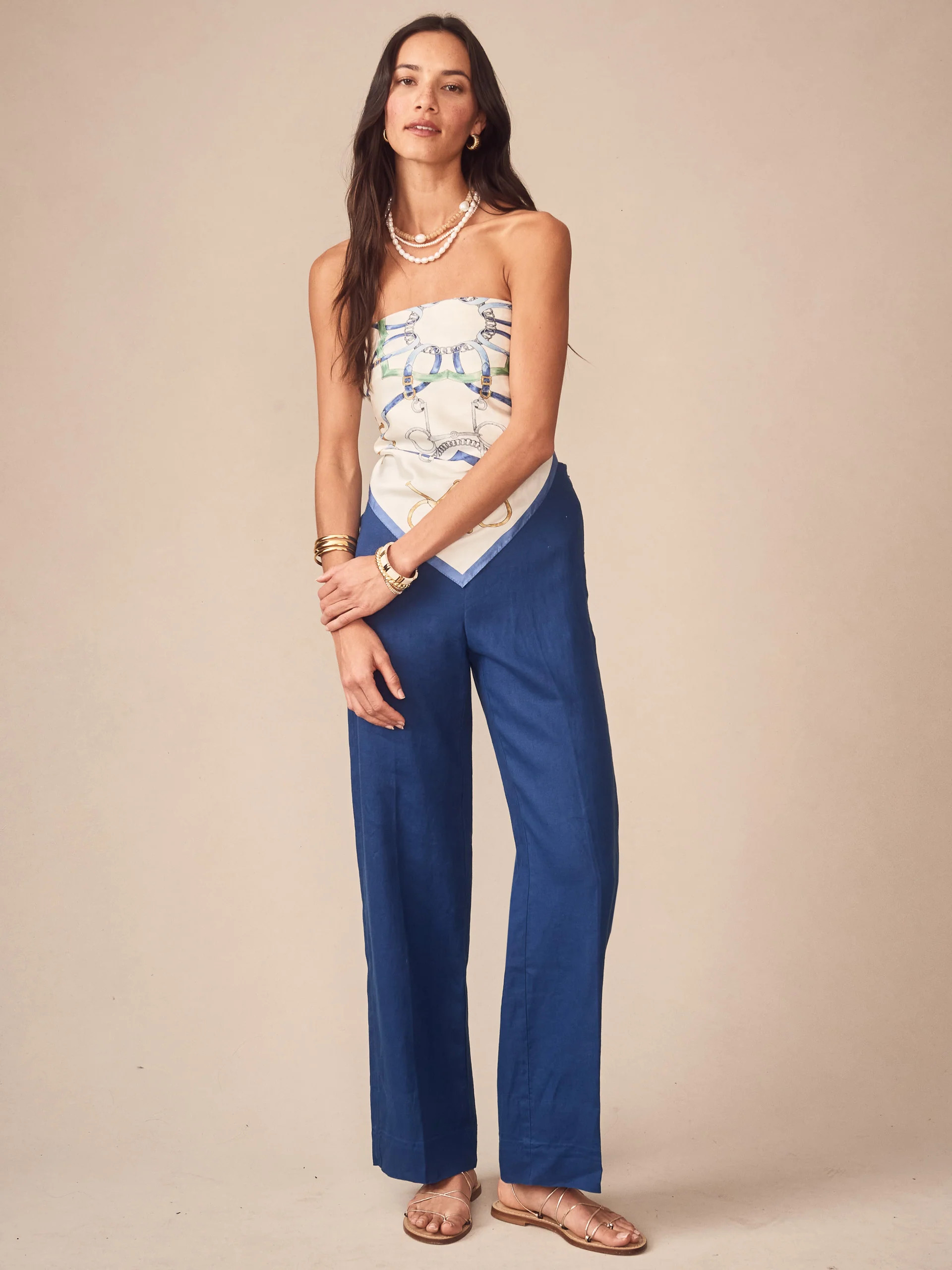 Nautical_Navy Solid Carter Linen Pants | Women's Pants | J.McLaughlin | J.McLaughlin