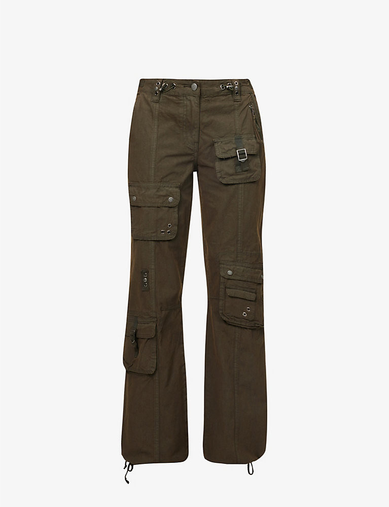 Cargo drawstring-hem low-rise straight-leg cotton trousers | Selfridges