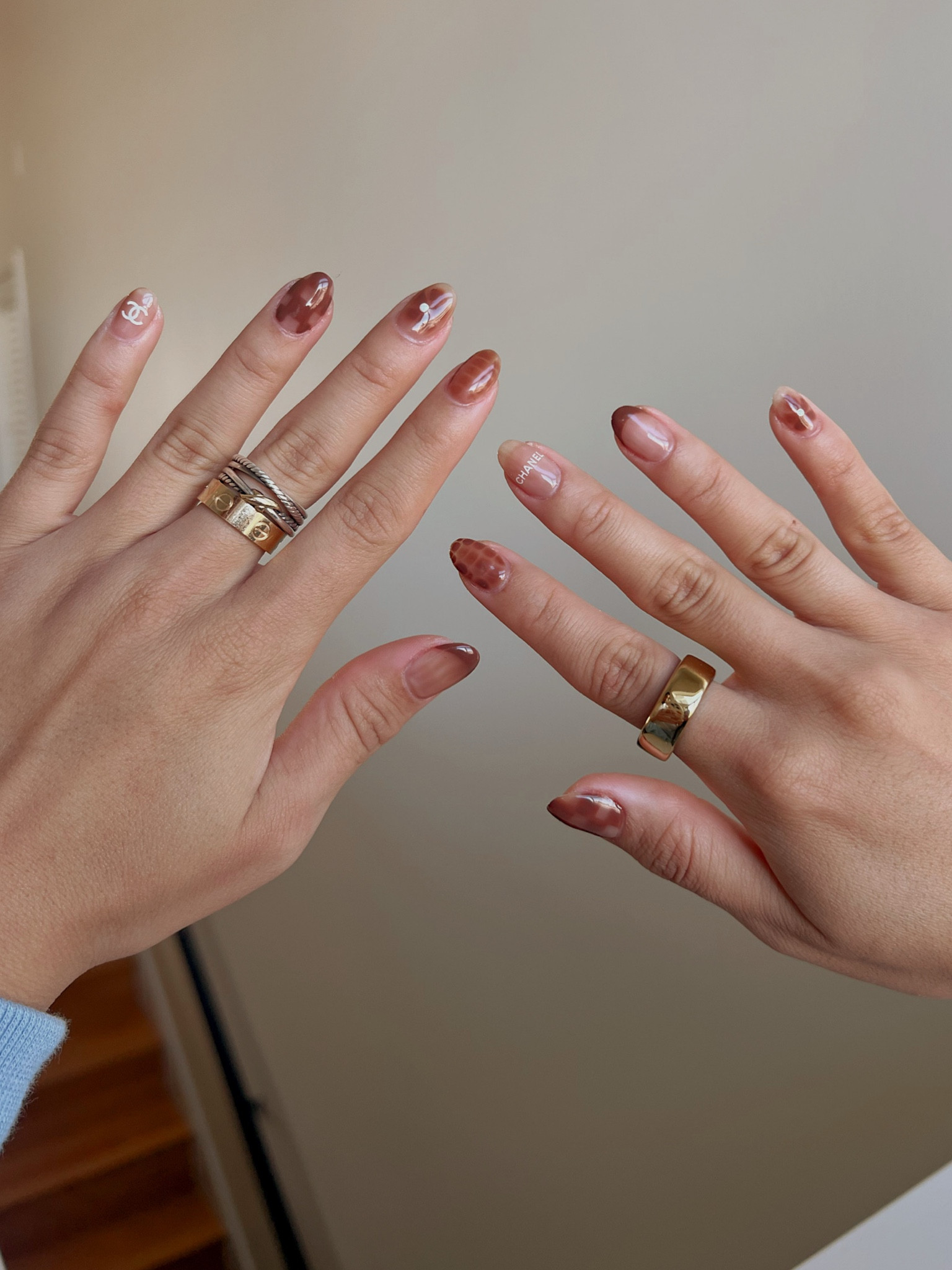 builder gel nails at home! base color: beetles e891 jelly and designs: beetles b514 hot chocolate #buildergel #gelx 

#LTKStyleTip #LTKFindsUnder100 #LTKBeauty