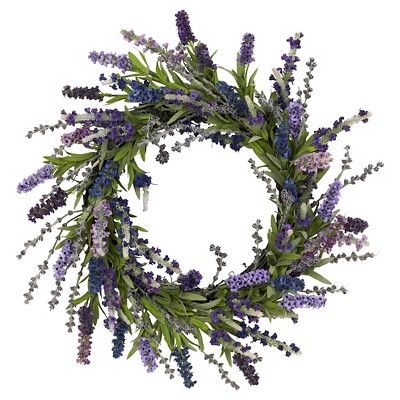 Nearly Natural Lavender Wreath Purple (20") | Target