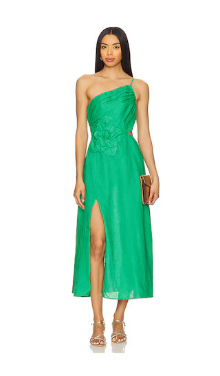 Romy Dress in Green Linen | Revolve Clothing (Global)