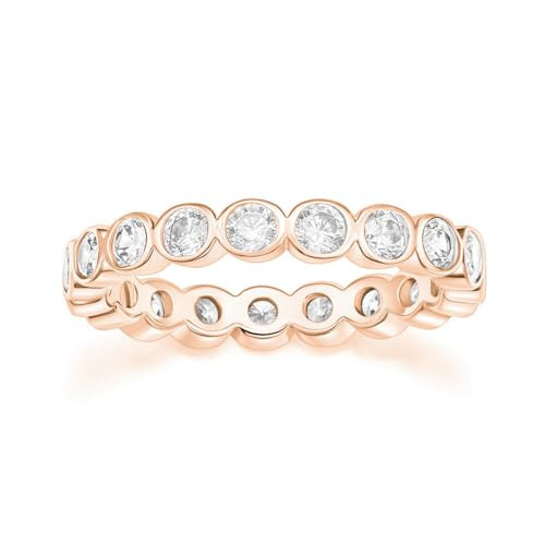 Mameloly 3.8mm Wedding Bands for Women Cubic Zirconia Rose Gold Full Eternity Stackable Engagement Promise Rings for Her Size 9.5 | Amazon (US)