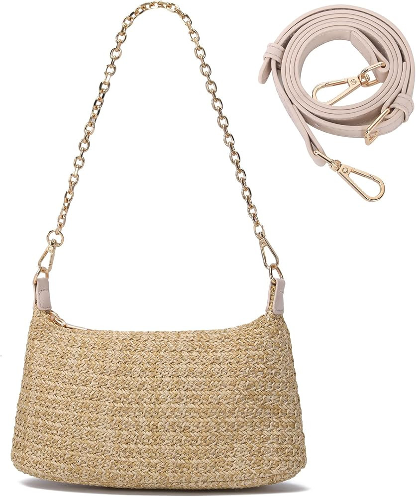 YIKOEE Straw Summer Purse for Women Beach Woven Shoulder Bag 2025 with Crossbody Strap | Amazon (US)