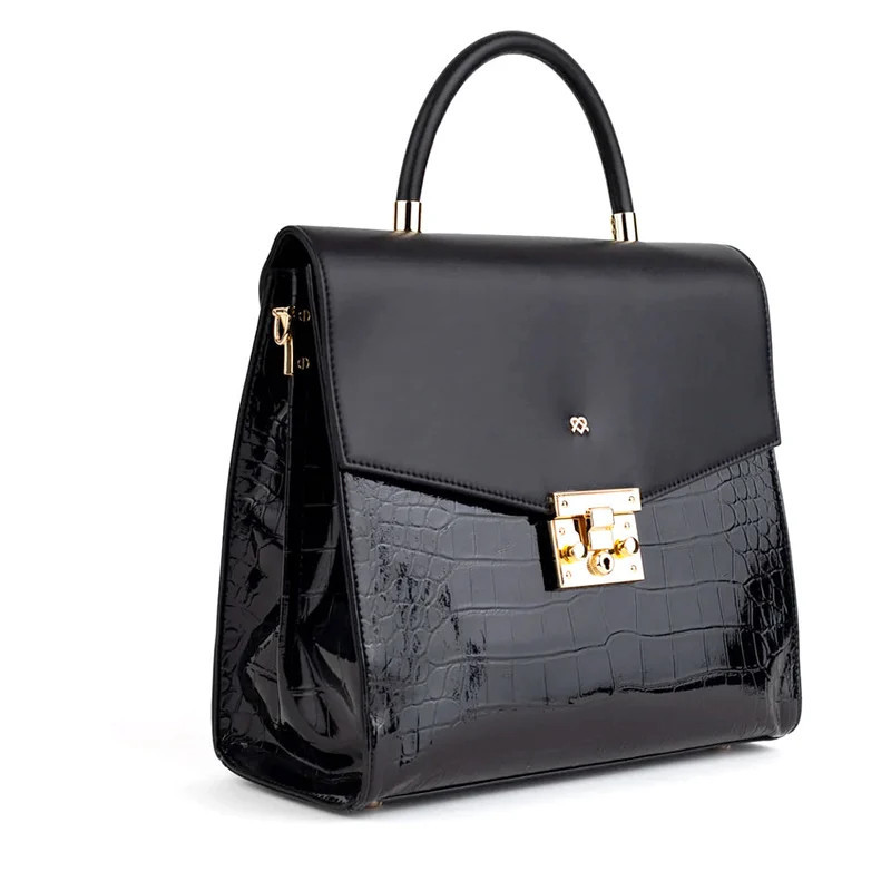GUNAS New York Simone - Black Vegan Leather Handbag - Black | Verishop