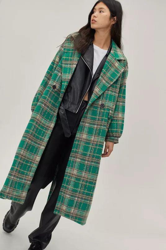 Oversized Check Wool Look Coat | NastyGal (UK, IE)