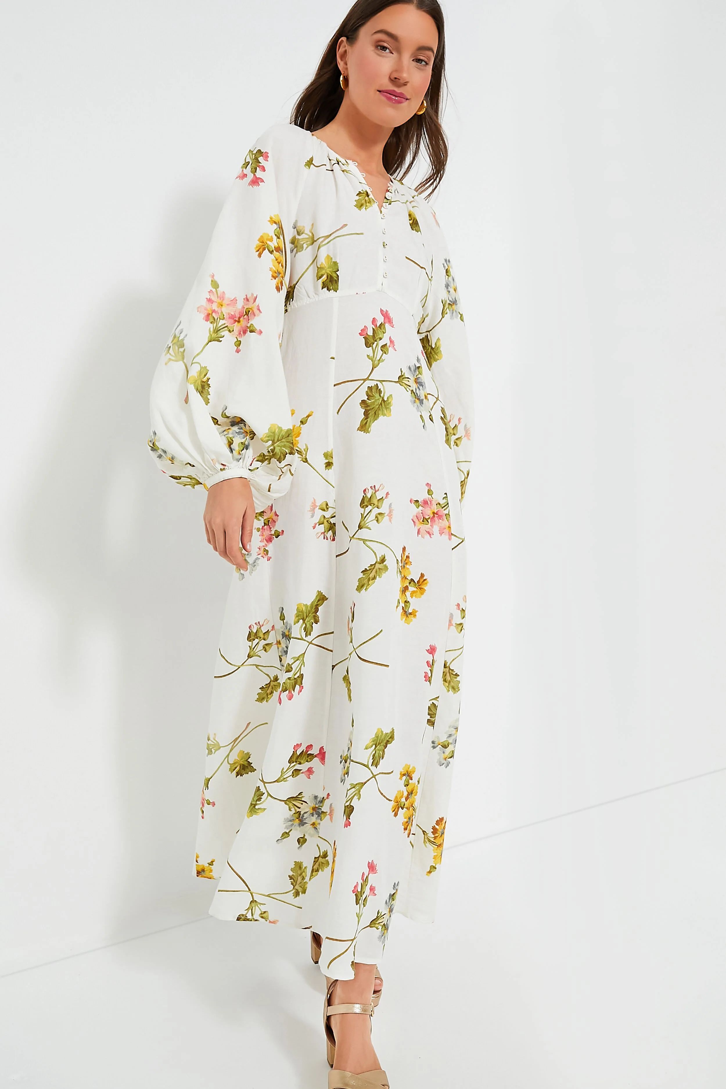 Botanical Linen Relaxed Midi Dress | Tuckernuck (US)