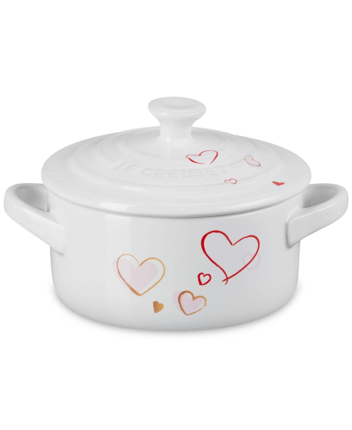 Le Creuset Stoneware Mon Coeur Classic Round Mini Cocotte - White | Macy's