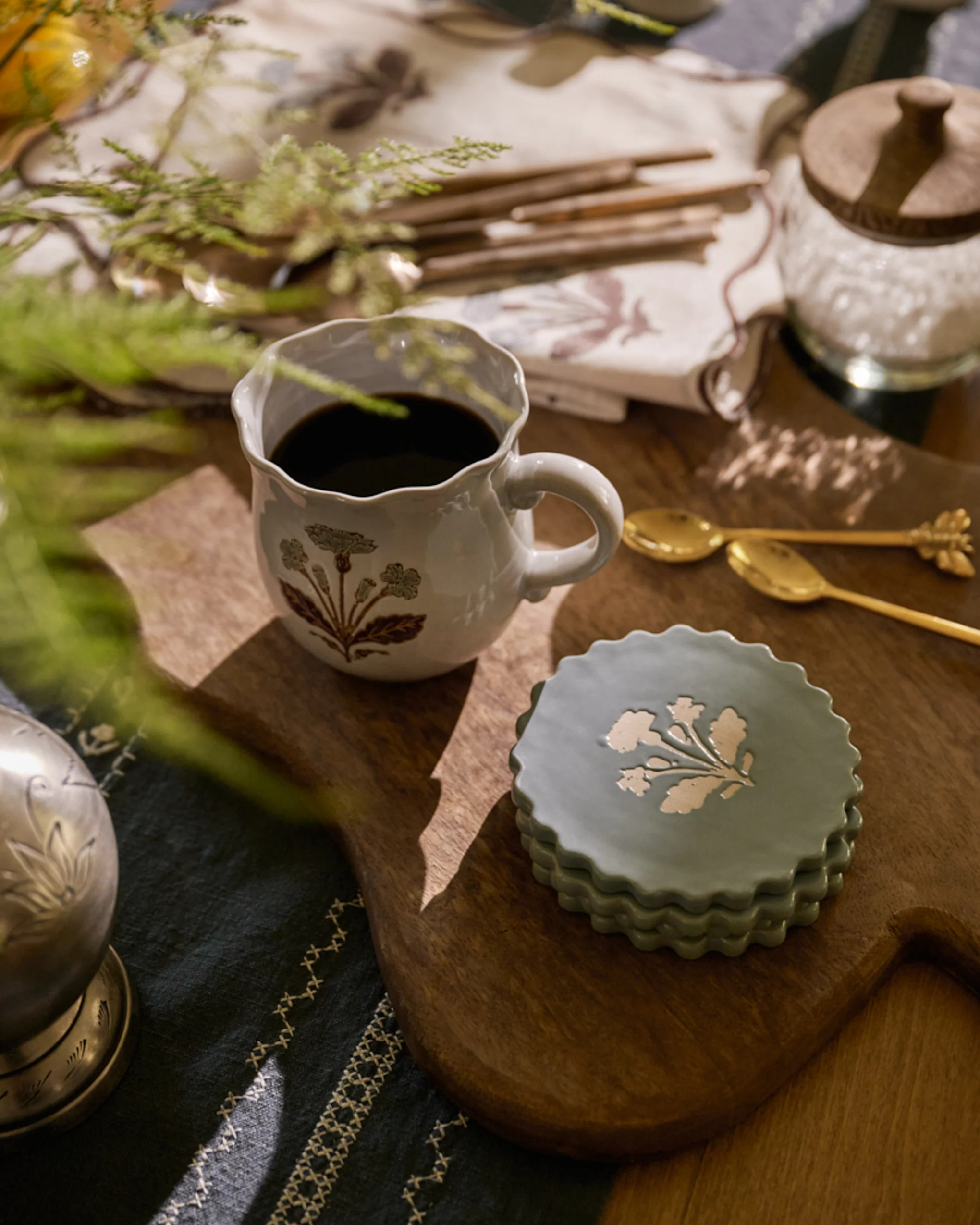 Micro-Scallop Floral Coaster Set of Four | Magnolia