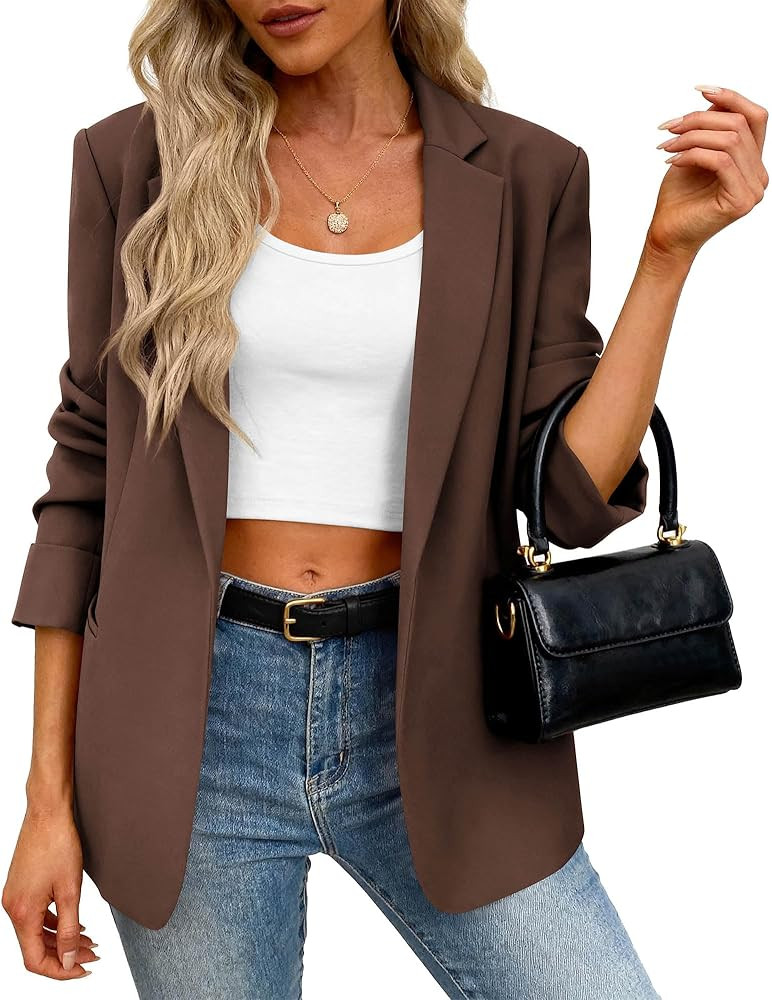 KIRUNDO Blazers for Women Business Casual Long Sleeve Open Front Lapel Suit Jackets Office Work B... | Amazon (US)