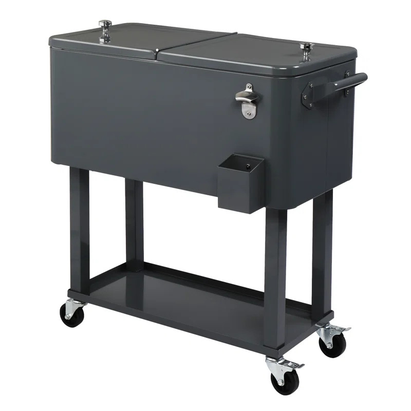 80 Qt. Outdoor Rolling Cooler Cart Storage Cabinet | Wayfair North America