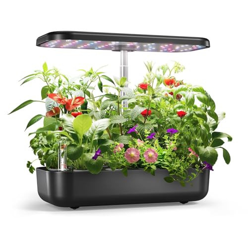 owltron Hydroponics Growing System Kit, 12 Pods Indoor Herb Garden with 24W LED Grow Light Full Spectrum, Planting Height Up to 20", Quiet Water Pump, Indoor Gardening for Gifts, Kitchen, Matte Black | Amazon (US)