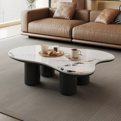 Masiyah Single Cloud Shape Foue Legs Black and White Coffee Table | Wayfair North America